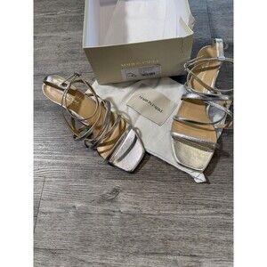 Marion Parke Women's Silver Metallic Kitten Heel Strappy Ramona 45 Size EU40